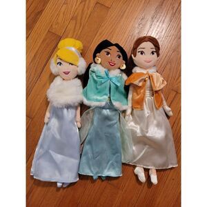 Disney Princess Winter Doll Plushes - Belle, Jazmine & Cinderella 19"